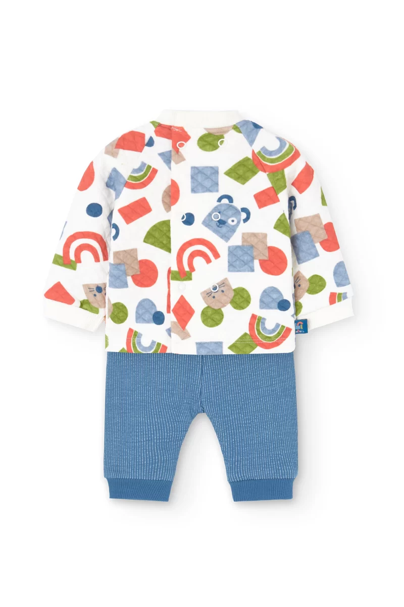 set of sweatshirt and trousers for baby boy with animal print