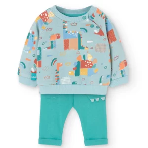 set of sweatshirt and trousers for baby boy with print