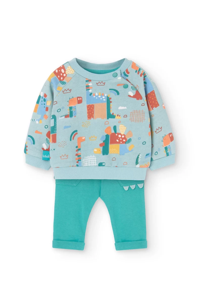 set of sweatshirt and trousers for baby boy with print