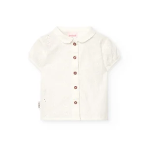 baby girl s white poplin shirt with embroidery