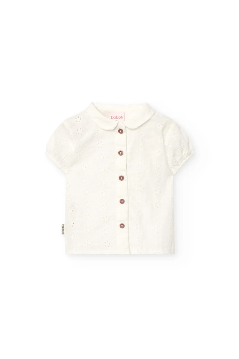 baby girl s white poplin shirt with embroidery