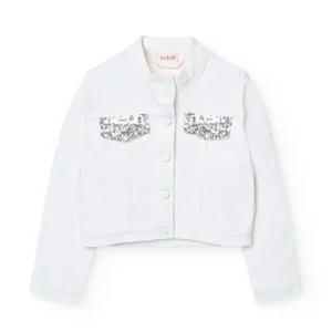 girls white stretch twill jacket