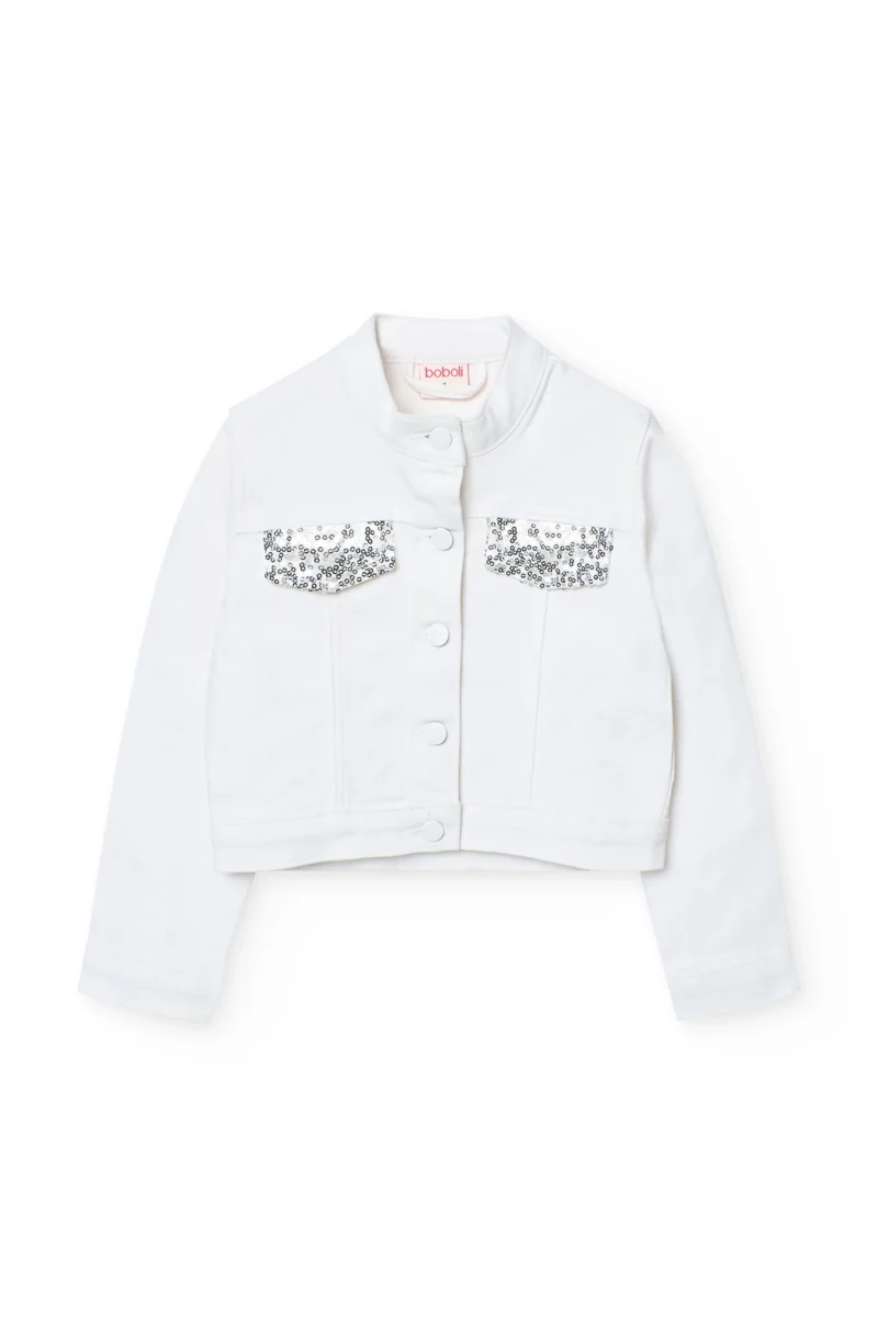 girls white stretch twill jacket